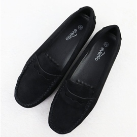 Mocassins Femme Black Evento 7673 Chaussures en daim pour femmes le noir 3