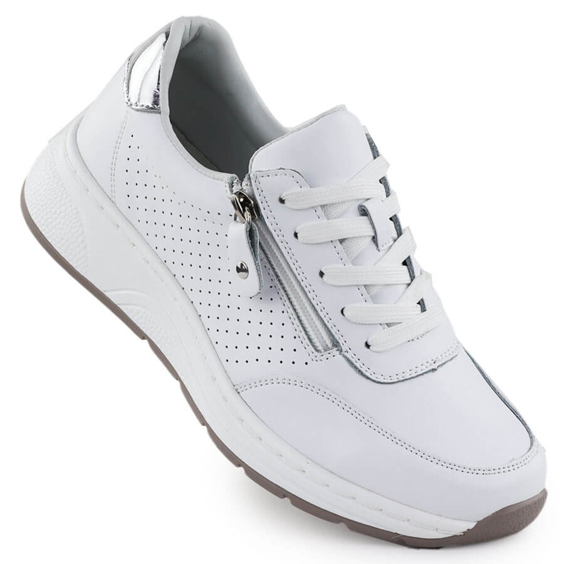 Evento Chaussures en cuir pour femmes confortables événements blancs sportifs blanche 1 Evento Chaussures en cuir pour femmes confortables événements blancs sportifs blanche 1