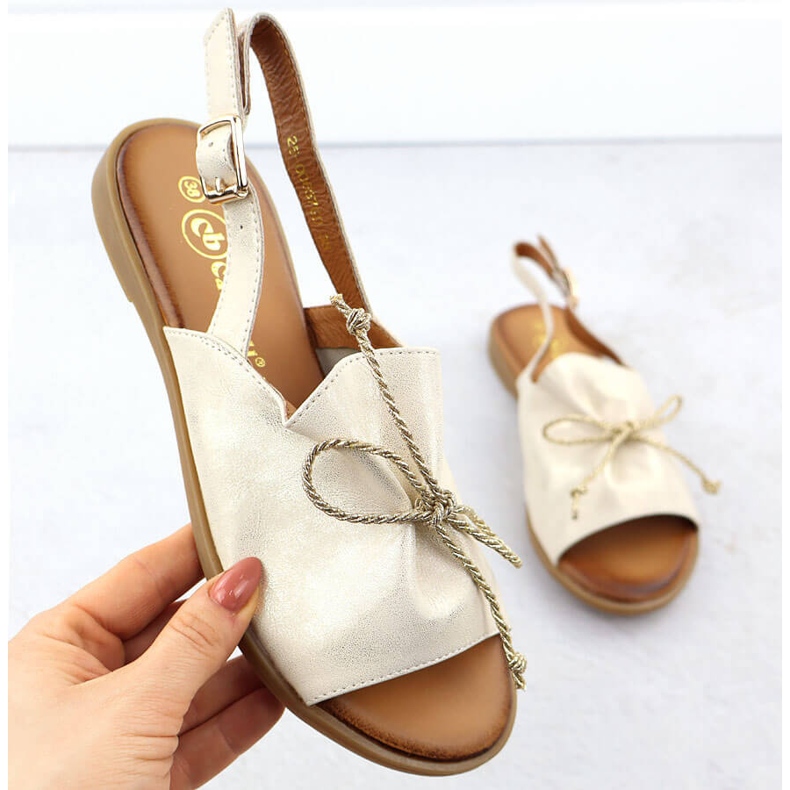 Cambell Sandales en cuir pour femmes Camell SZ00657 doré 1