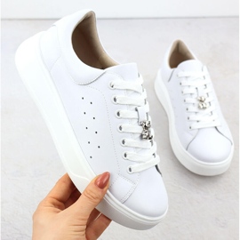 Cambell Chaussures en cuir pour femmes avec Białe Camell SZ00635 en peluche blanc 1