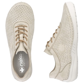 Chaussures en cuir pour femmes perforées beige Rieker 52546-60 1