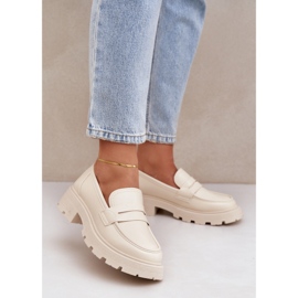 Mocassins en cuir écologique pour femmes, beige clair 2