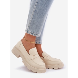 Mocassins en cuir écologique pour femmes, beige clair 1