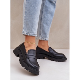 Mocassins féminins avec noir en cuir écologique le noir 2