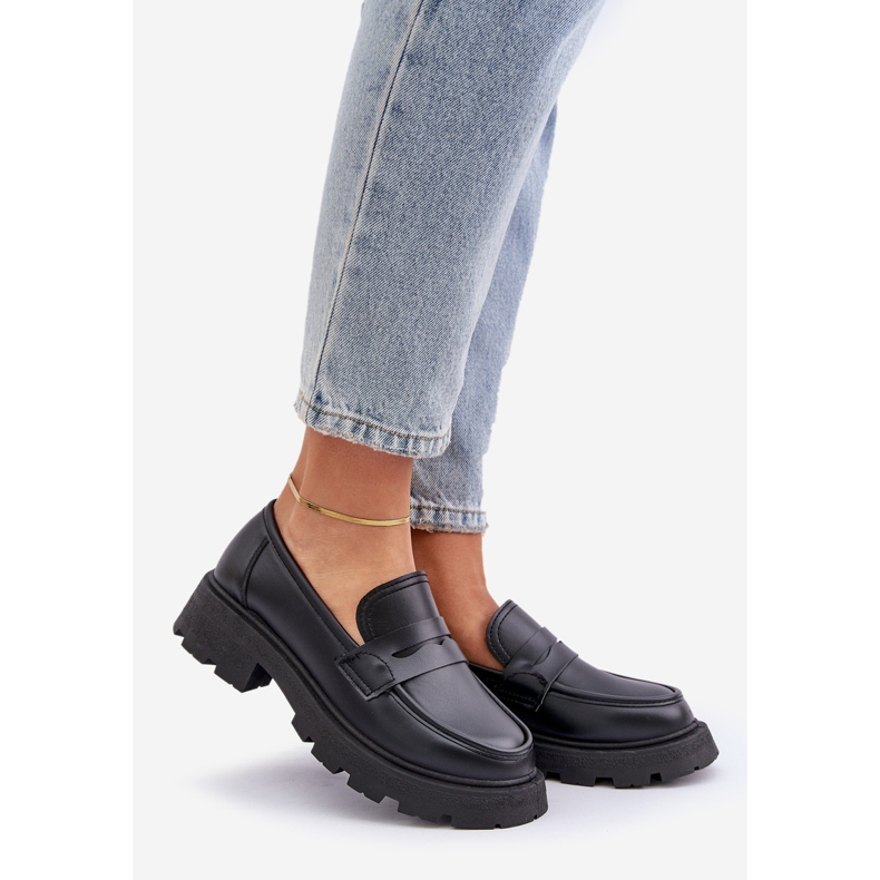 Mocassins féminins avec noir en cuir écologique le noir 1