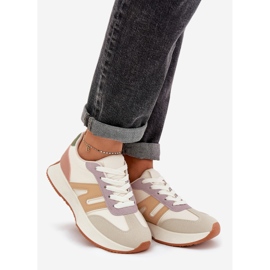 Chaussures de sport pour femmes sur plateforme multicolore beige 1
