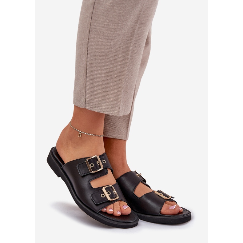 Les bassins plats en cuir avec des pinces noires Zazoo 3020 1