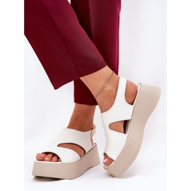 Sandales féminines sur la plate-forme Eco White Cuir blanc 2