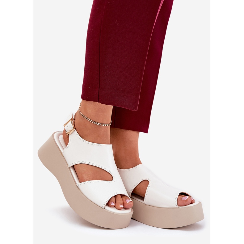 Sandales féminines sur la plate-forme Eco White Cuir blanc 1