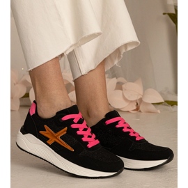 Sneakers noirs Sports pour femmes avec des paillettes 2