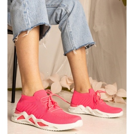 Baskets féminines roses avec une tige de chaussette 1