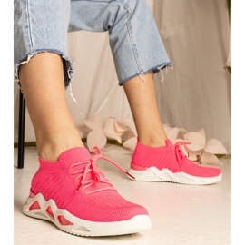 Baskets féminines roses avec une tige de chaussette 2