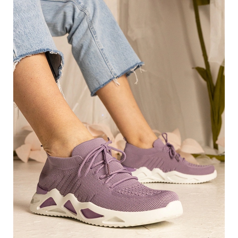 Sneakers pour femmes violet avec une tige de chaussette 1 Sneakers pour femmes violet avec une tige de chaussette 1