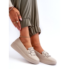 S.Barski Mandards en cuir féminin léger sur la plate-forme beige S. Barski LR590 avec franges 5