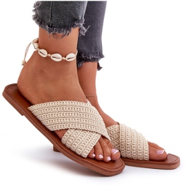 Les tongs féminins en Big Star NN274078 Beige 4