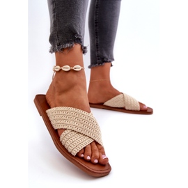 Les tongs féminins en Big Star NN274078 Beige 2