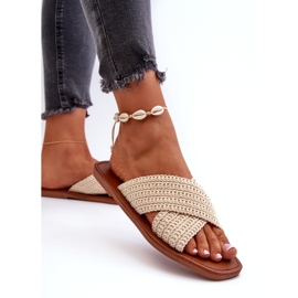 Les tongs féminins en Big Star NN274078 Beige 3