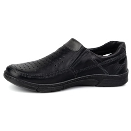Olivier Mocassins en cuir masculin pour l'été 602 noir le noir 1