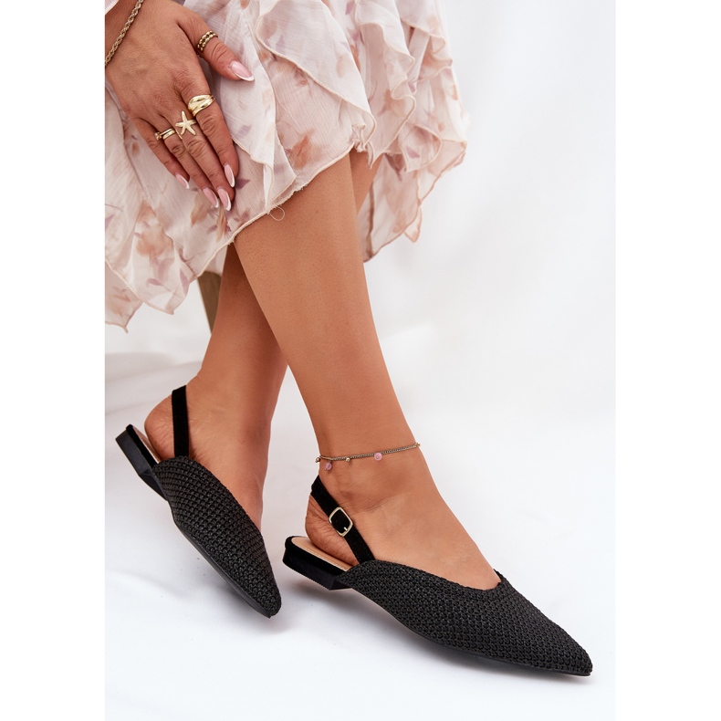 Ballerines avec tresse et orteils pointues noirs le noir 1