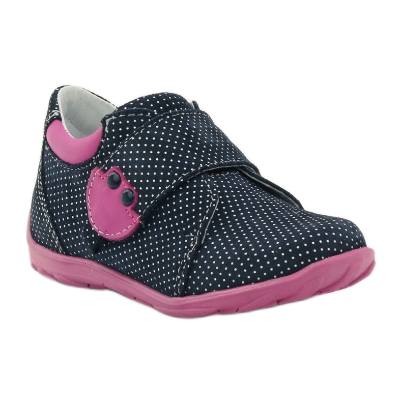 Chaussures fille à pois Ren But 1476 bleu marine rose bleu blanc 1