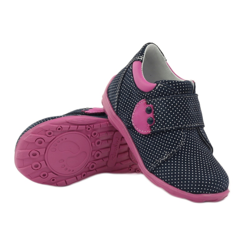 Chaussures fille à pois Ren But 1476 bleu marine rose bleu blanc 3