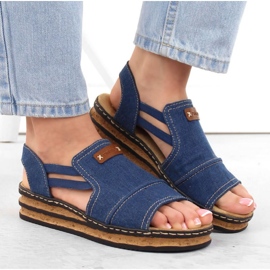 Sandales à plateforme en jean confortables Rieker W RKR684 3
