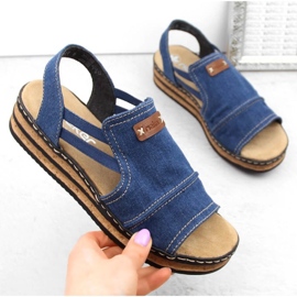 Sandales à plateforme en jean confortables Rieker W RKR684 5