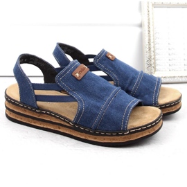 Sandales à plateforme en jean confortables Rieker W RKR684 6