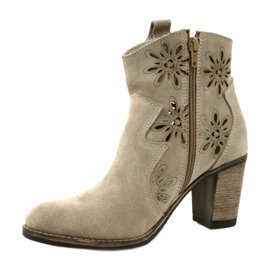 Olivier Bottes en cuir féminines ouvertes beige gris clair 2