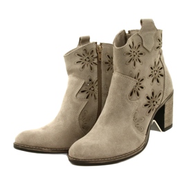 Olivier Bottes en cuir féminines ouvertes beige gris clair 3