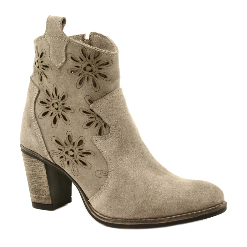 Olivier Bottes en cuir féminines ouvertes beige gris clair 1