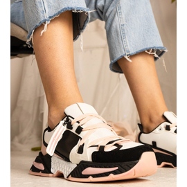 Baskets femme roses à semelle massive le noir 1