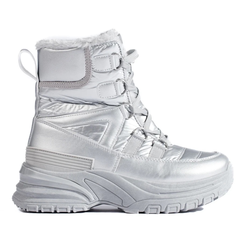 W. Potocki Bottes de neige argentées pour femmes avec fourrure de Potocki 2