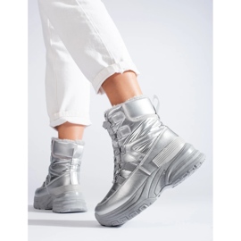 W. Potocki Bottes de neige argentées pour femmes avec fourrure de Potocki 3