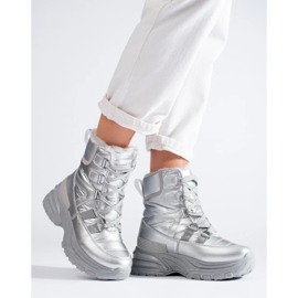 W. Potocki Bottes de neige argentées pour femmes avec fourrure de Potocki 4