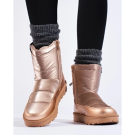 W. Potocki Bottes de neige Potocki pour femmes à tige basse, dorées d'or 4