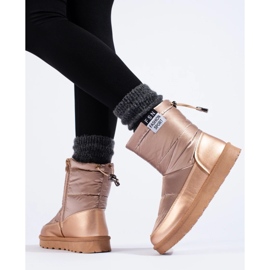 W. Potocki Bottes de neige Potocki pour femmes à tige basse, dorées d'or 1