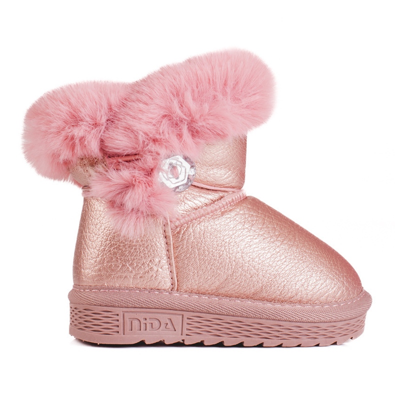 Bottes de neige roses pour filles avec fourrure 1
