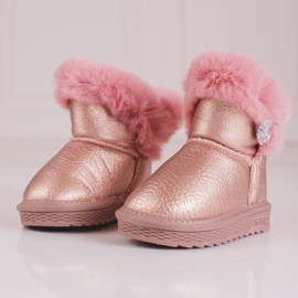Bottes de neige roses pour filles avec fourrure 2