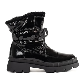 Bottes de neige femme noires avec fourrure le noir 1