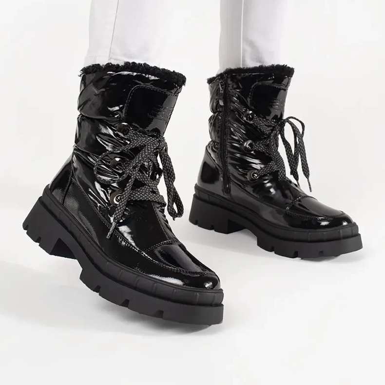 Bottes de neige femme noires avec fourrure le noir 2