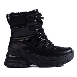 W. Potocki Bottes de neige pour femmes noires avec fourrure de Potocki le noir 2