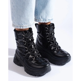 W. Potocki Bottes de neige pour femmes noires avec fourrure de Potocki le noir 4