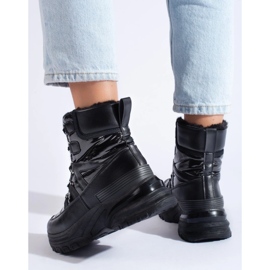 W. Potocki Bottes de neige pour femmes noires avec fourrure de Potocki le noir 1
