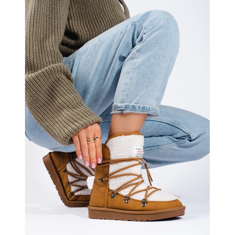 Bottes de neige chaudes pour femme camel brun 2