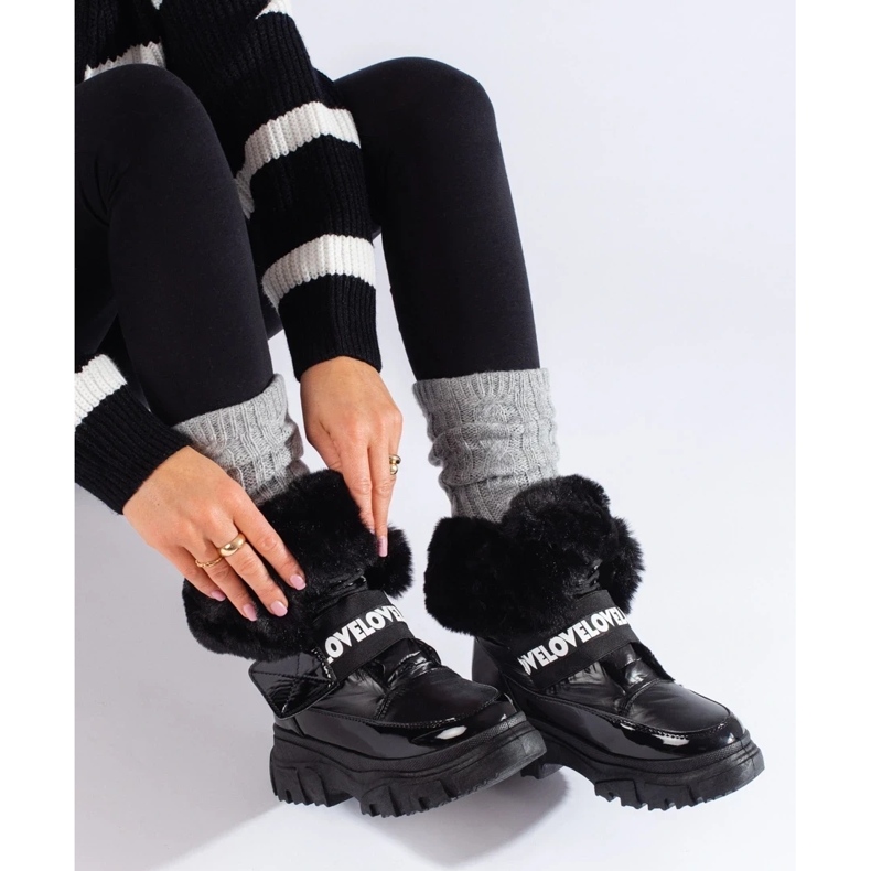Bottes de neige femme avec élastique noir 2