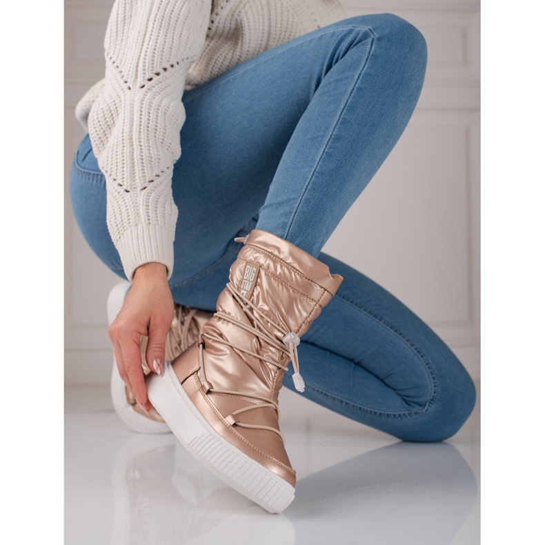 Bottes de neige isolées dorées pour femmes Big Star KK274194 rose 2