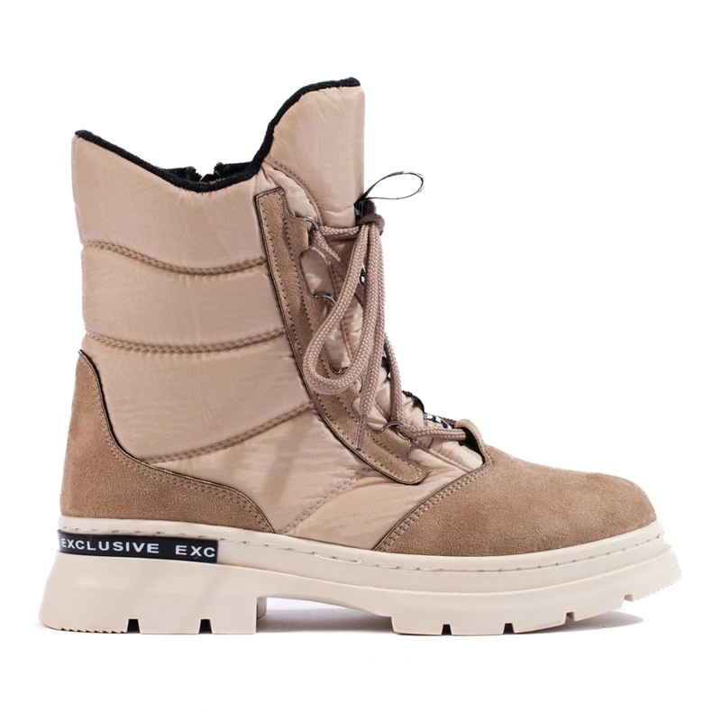 Bottes de neige à lacets pour femmes beige 2