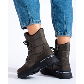 Bottes de neige à lacets pour femmes vert 1
