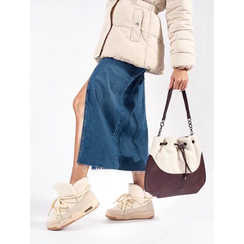 Seastar Boots de neige femme beiges à semelle épaisse 1